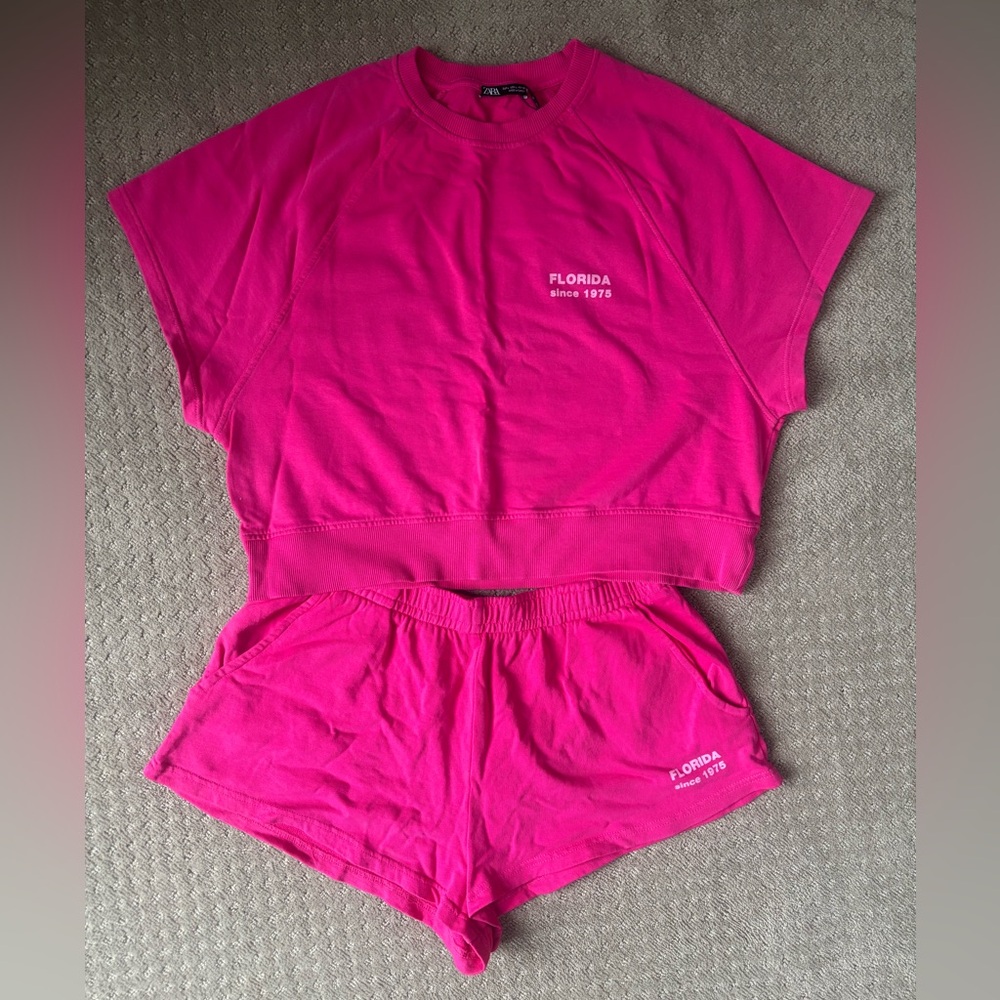 Zara short sleeve and shorts sweatsuit NWT